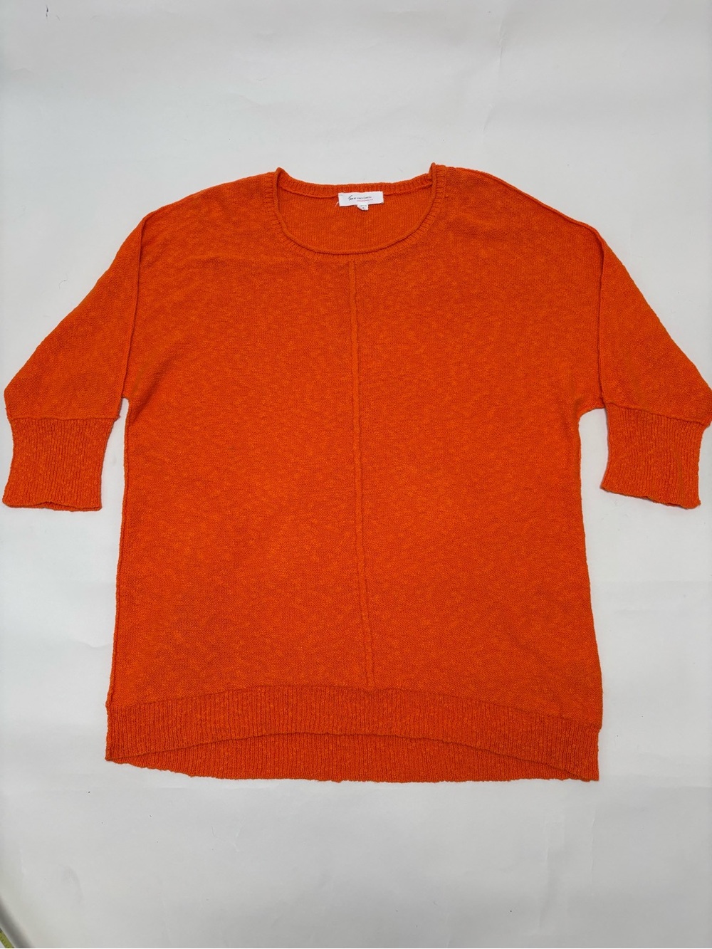 Women’s Lightweight Oversized Orange Crewneck 3/4 Sleeve Tunic